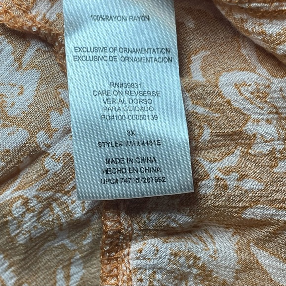 Democracy Plus Sleeveless Boho Blouse 3X Mustard Yellow Red Embroidered Floral - Picture 8 of 11